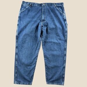 Wrangler WRG Carpenter‎ Jeans Mens 42x32 Blue Denim Hammer Loop Workwear Utility